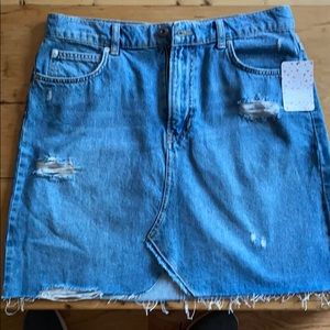 Free people distressed high waisted Jean skirt